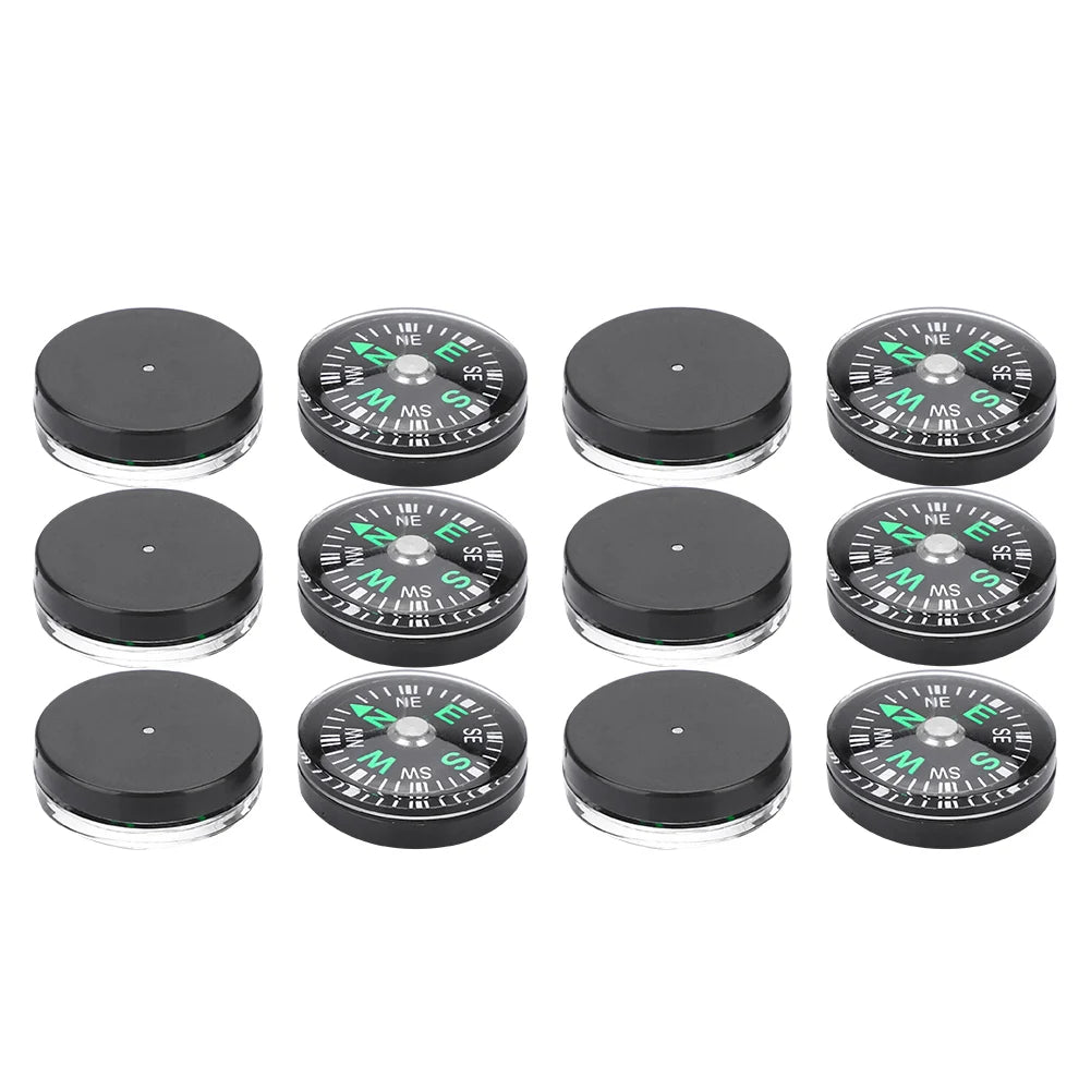 12PCS Micro Survival Compasses β Pocket-Sized 20mm for Outdoor Adventures & EDC Kits