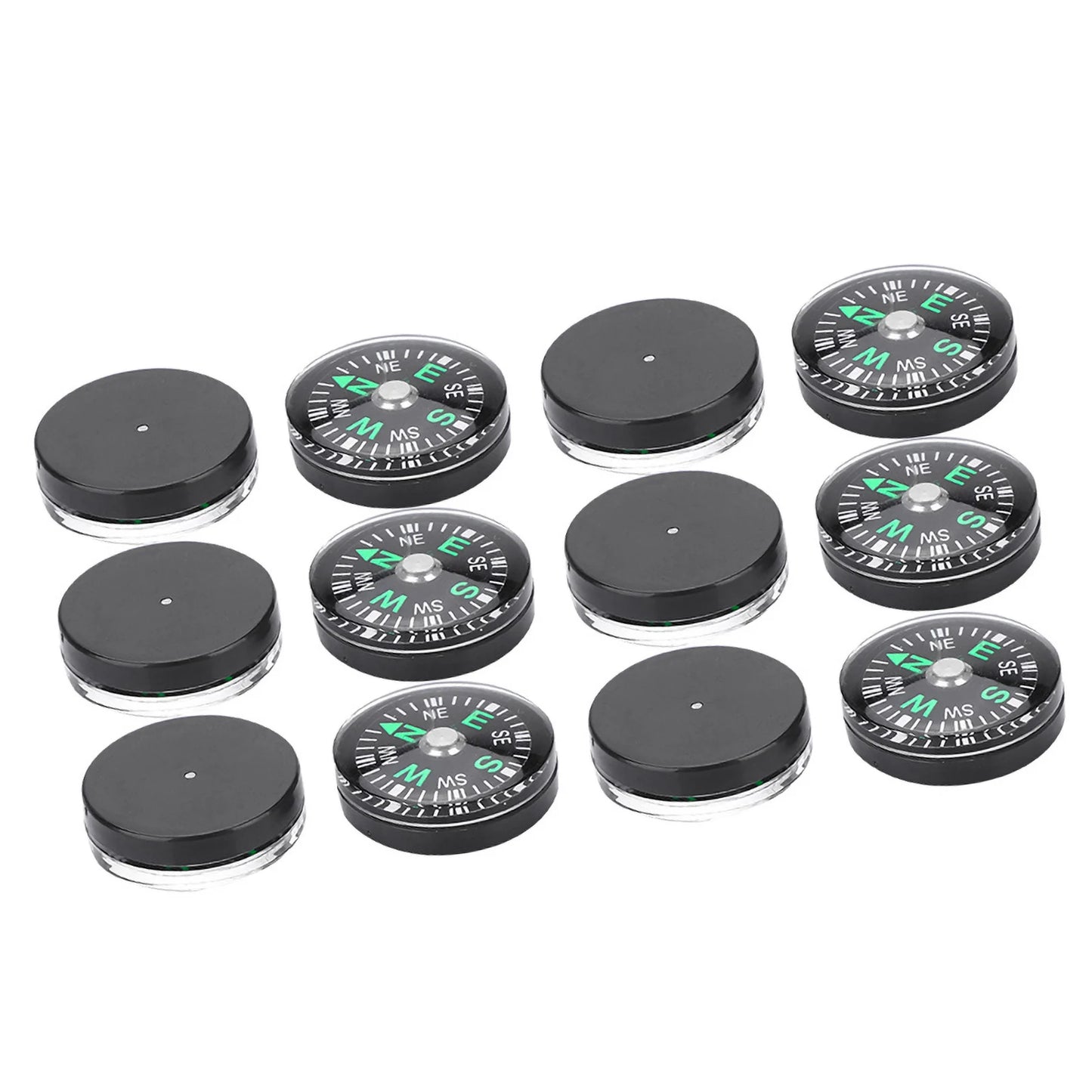 12PCS Micro Survival Compasses β Pocket-Sized 20mm for Outdoor Adventures & EDC Kits