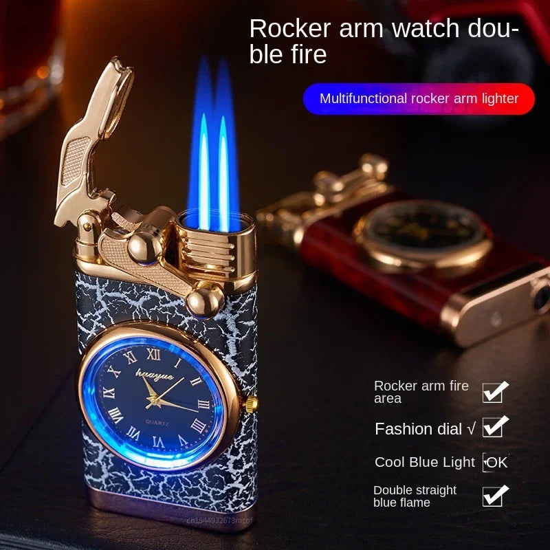 Crocodile Double Barrel Lighter Watch  Windproof Gas Lighter