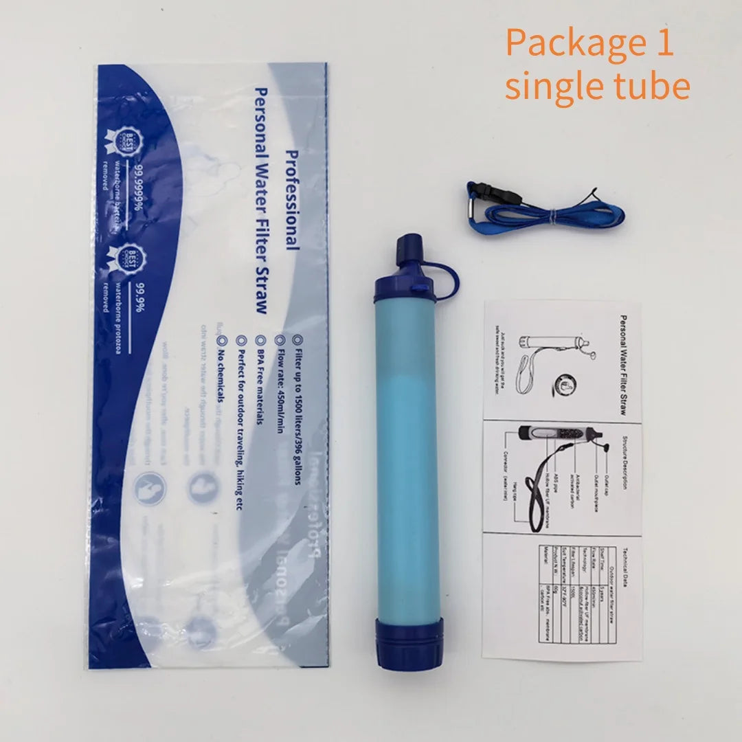 Emergency Water Filter Straw – Direct-Drink Survival Gear for Camping & Outdoor Use