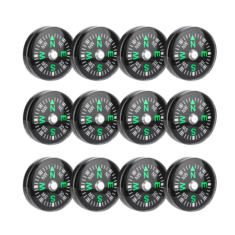 12PCS Micro Survival Compasses – Pocket-Sized 20mm for Outdoor Adventures & EDC Kits