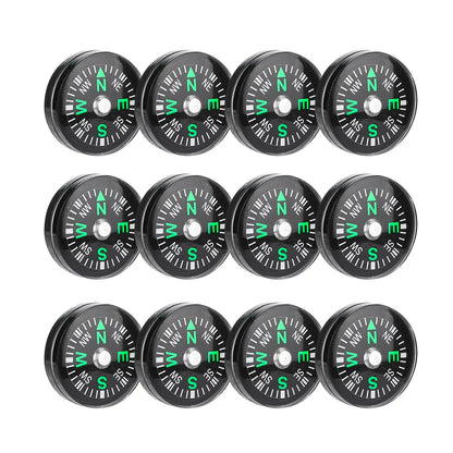 12PCS Micro Survival Compasses – Pocket-Sized 20mm for Outdoor Adventures & EDC Kits