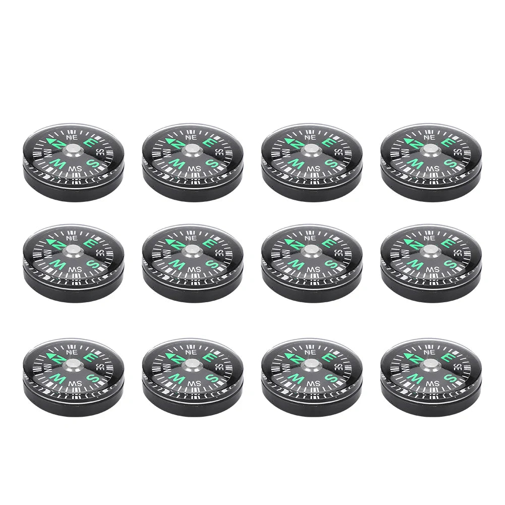 12PCS Micro Survival Compasses – Pocket-Sized 20mm for Outdoor Adventures & EDC Kits