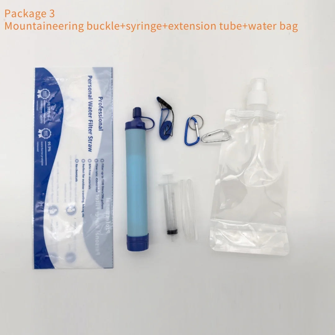 Emergency Water Filter Straw – Direct-Drink Survival Gear for Camping & Outdoor Use