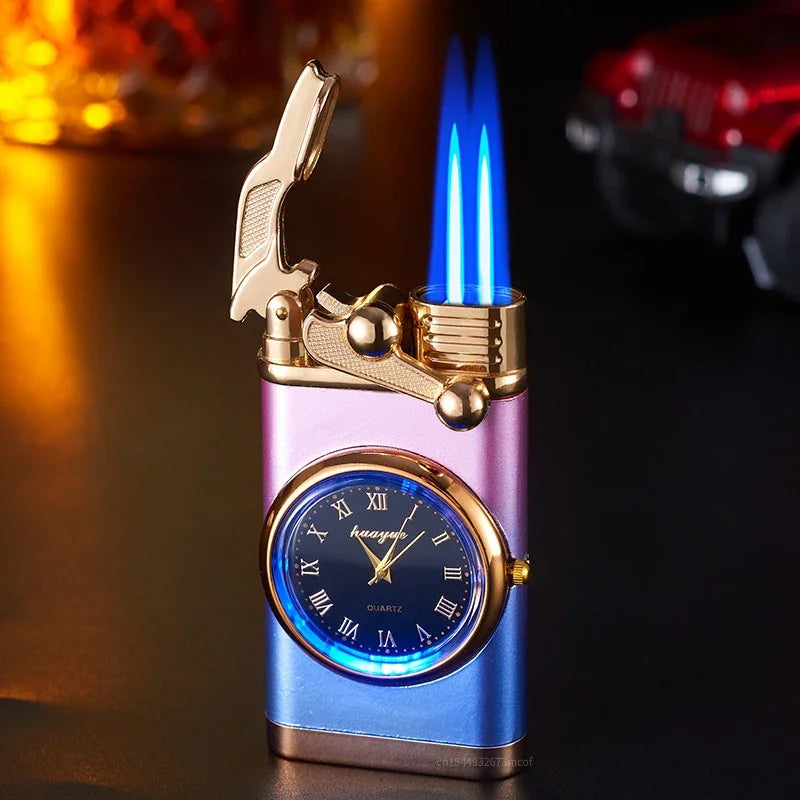 Crocodile Double Barrel Lighter Watch  Windproof Gas Lighter