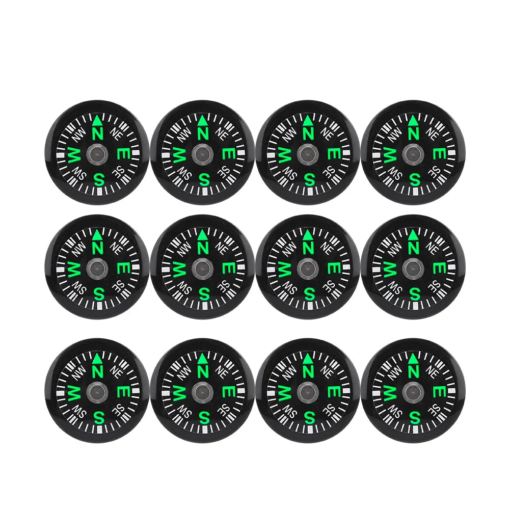 12PCS Micro Survival Compasses – Pocket-Sized 20mm for Outdoor Adventures & EDC Kits