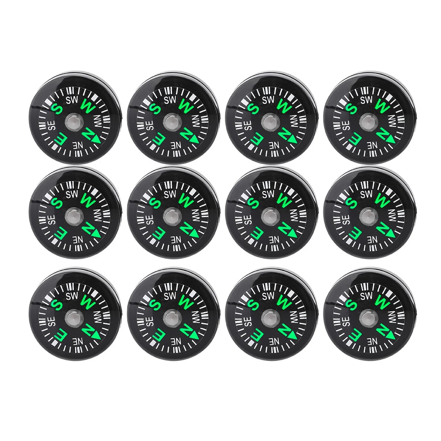 12PCS Micro Survival Compasses – Pocket-Sized 20mm for Outdoor Adventures & EDC Kits
