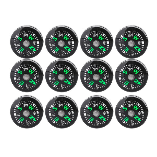 12PCS Micro Survival Compasses – Pocket-Sized 20mm for Outdoor Adventures & EDC Kits