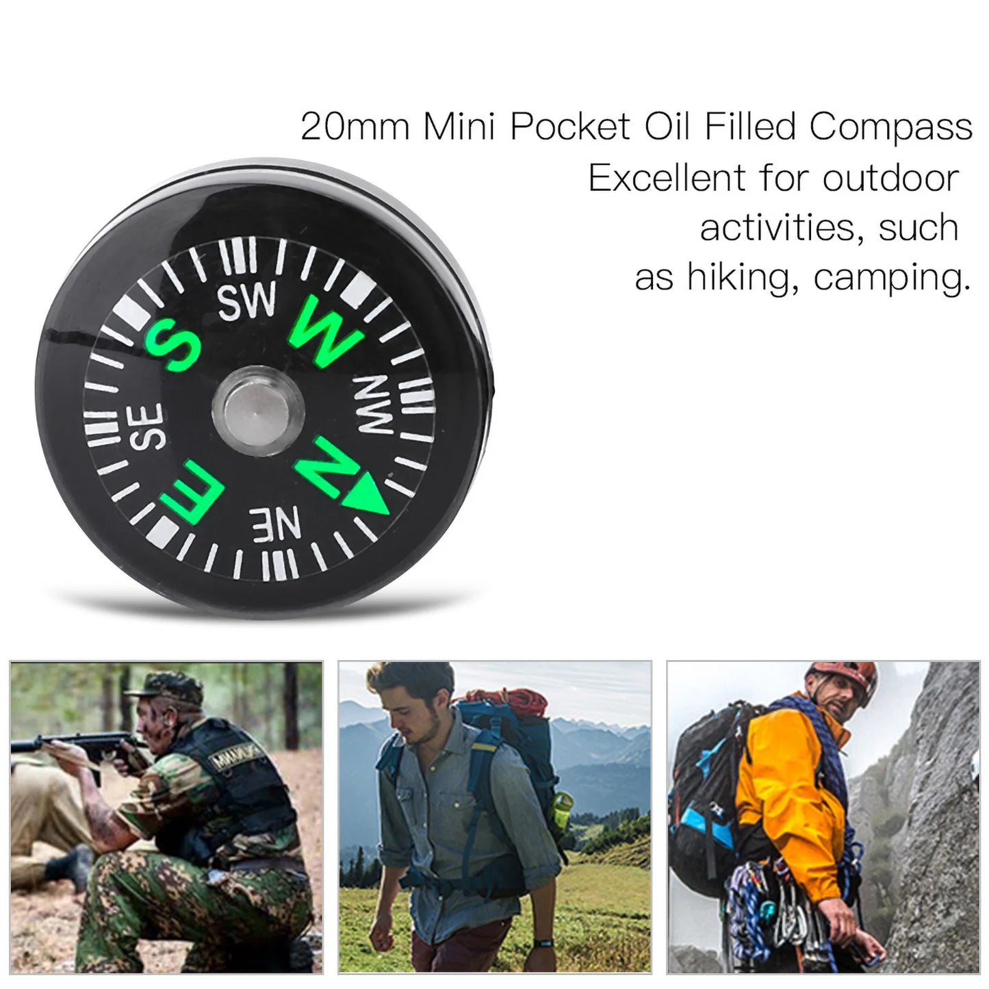 12PCS Micro Survival Compasses – Pocket-Sized 20mm for Outdoor Adventures & EDC Kits