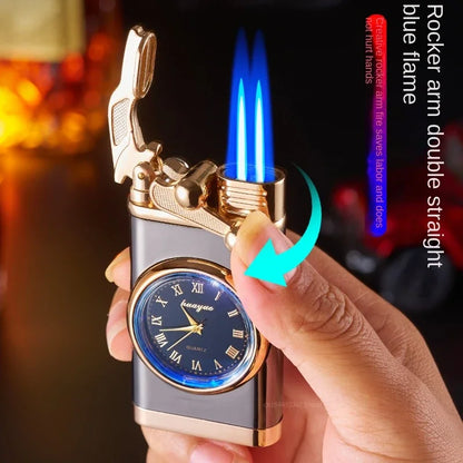 Crocodile Double Barrel Lighter Watch  Windproof Gas Lighter