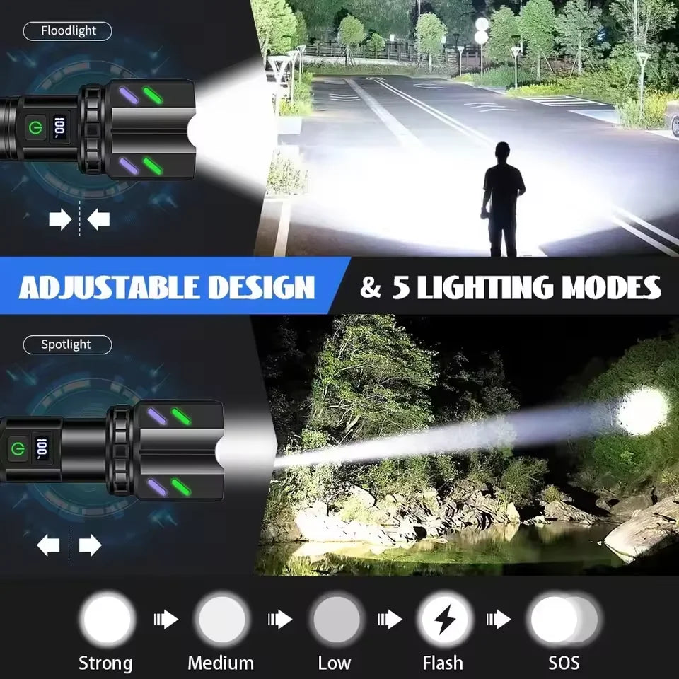 2025 Tactical LED Flashlight – Extreme Power, Built for Any Situation