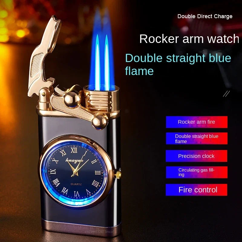 Crocodile Double Barrel Lighter Watch  Windproof Gas Lighter